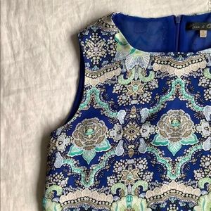 Blue and green patterned top